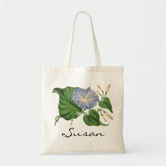 Personalized Botanical Morning Glory Tote Bag (Front)
