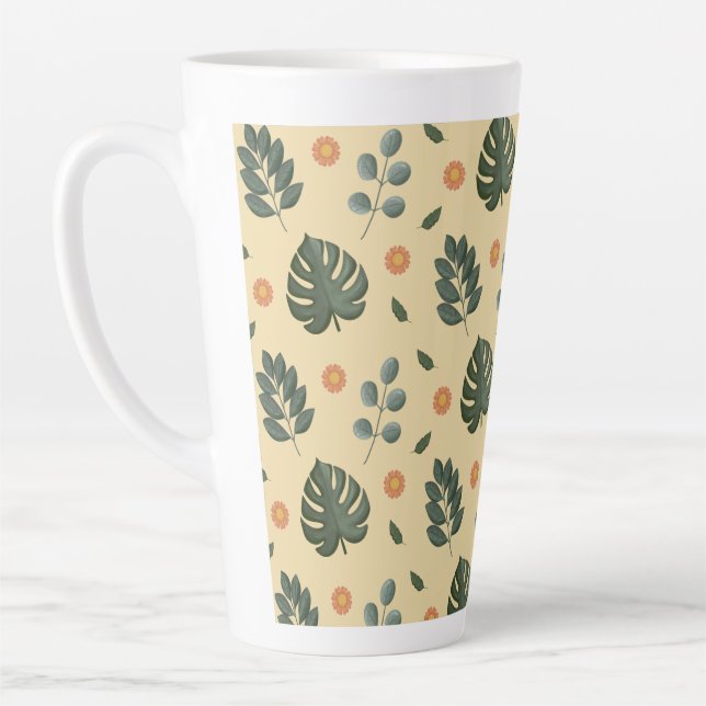 Personalized Botanical Name Cream and Sage Green Latte Mug (Left)