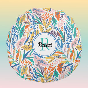 Personalized Botanical Pattern Meditation Yoga Round Pillow
