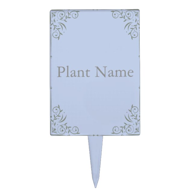 Personalized Botanical Plant Stake Cake Topper (Front)