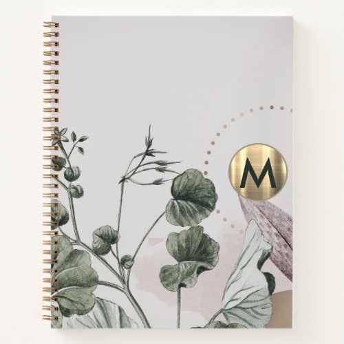 Personalized Botanical Print Monogram Spiral Notebook