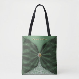 Personalized Botanical Tree Jewel Textile Illusion Tote Bag