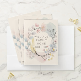 Personalized Botanical Watercolor Ink Art Pocket Folder