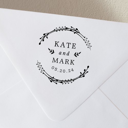 Personalized Botanical Wedding Save the Date Stamp