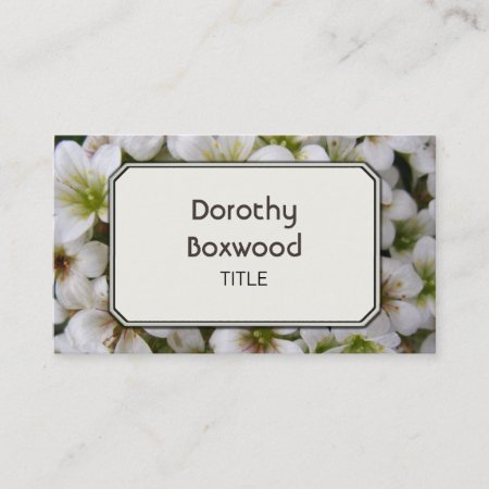 Personalized Botanical White Flowers Customizable Business Card
