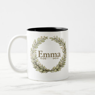 Personalized Botanical Wreath Mug | Custom Name Co