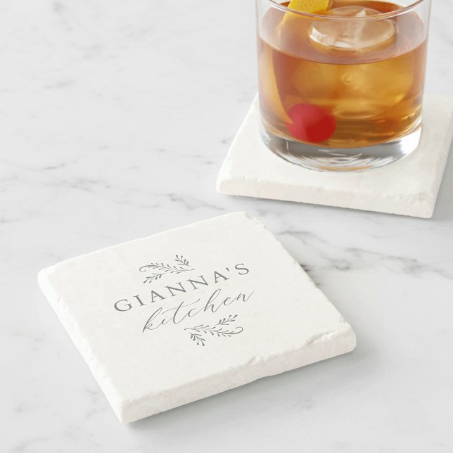 Personalized Botanical Your Name's Kitchen Stone Coaster (Creator Uploaded)