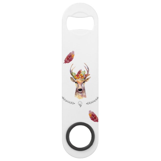 Personalized Bottle Opener boho deer Buck Head Bro (Front)