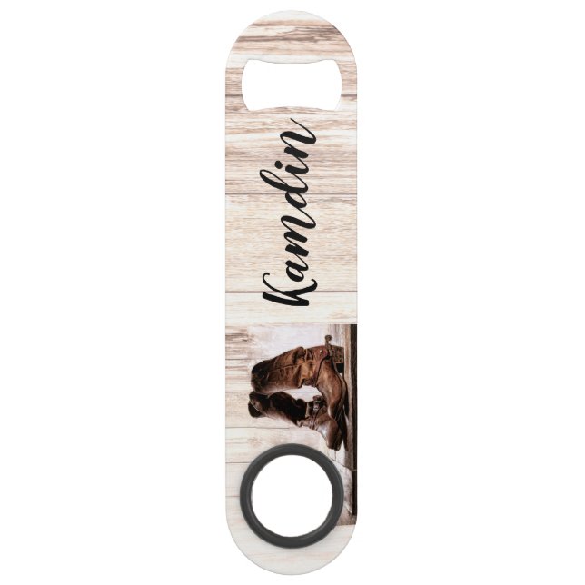 Personalized Bottle Opener boots country rustic we (Front)