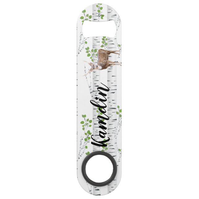 Personalized Bottle Opener Deer Doe Buck Woodland (Front)