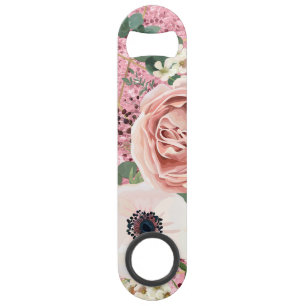 Personalized Bottle Opener Geometric Garden Rose