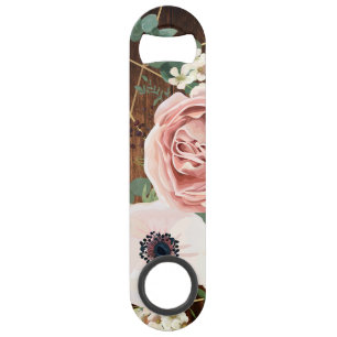 Personalized Bottle Opener Geometric Garden Rose