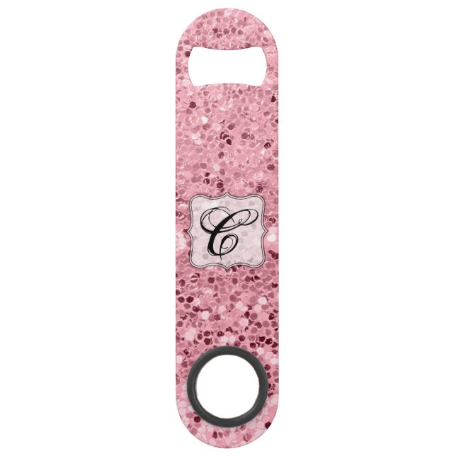 Personalized Bottle Opener Rose Gold Glitter (Front)