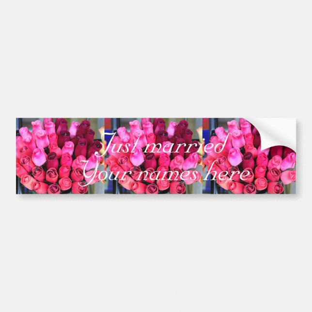 personalized bouquet just married bumper sticker (Front)