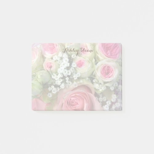 Personalized Bouquet of Pink Roses Post It Notes