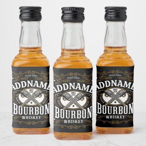 Personalized Bourbon Vintage Guns Whiskey Label