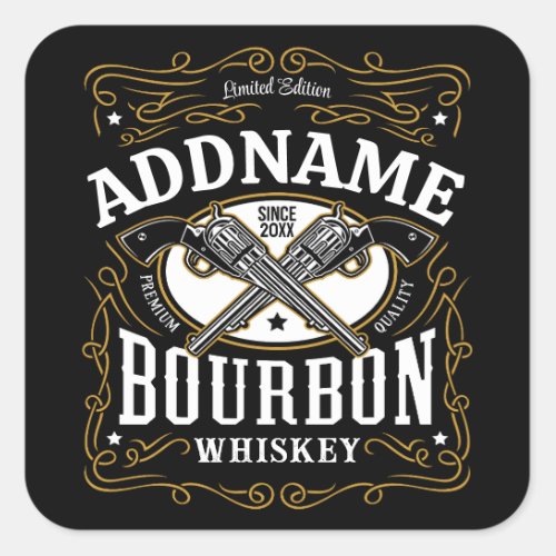 Personalized Bourbon Vintage Guns Whiskey Label