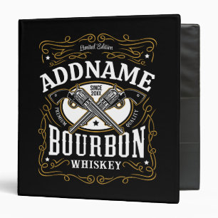 Personalized Bourbon Vintage Guns Whiskey Label 3 Ring Binder