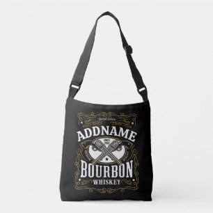 Personalized Bourbon Vintage Guns Whiskey Label Crossbody Bag