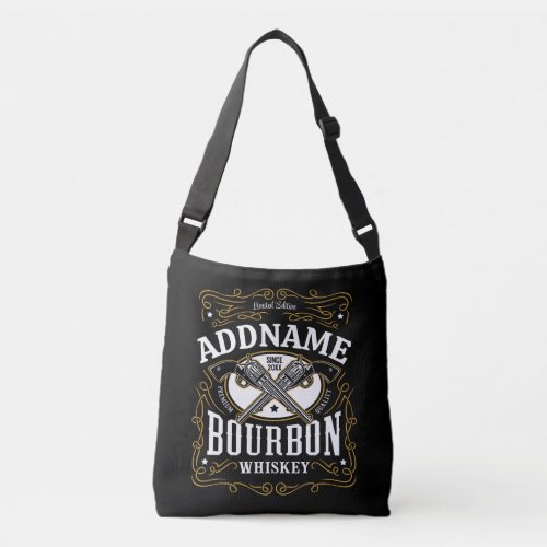Personalized Bourbon Vintage Guns Whiskey Label Crossbody Bag