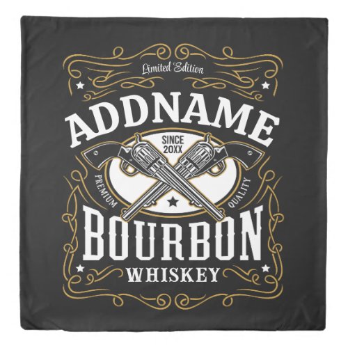 Personalized Bourbon Vintage Guns Whiskey Label Duvet Cover