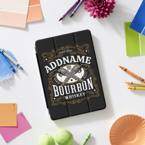 Personalized Bourbon Vintage Guns Whiskey Label iPad Pro Cover