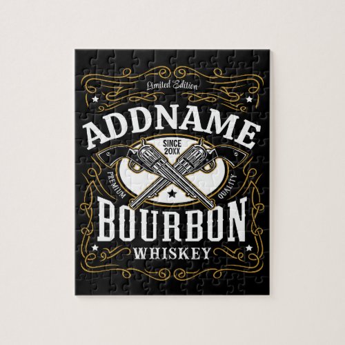 Personalized Bourbon Vintage Guns Whiskey Label Jigsaw Puzzle