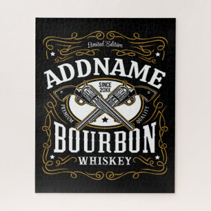 Personalized Bourbon Vintage Guns Whiskey Label Jigsaw Puzzle