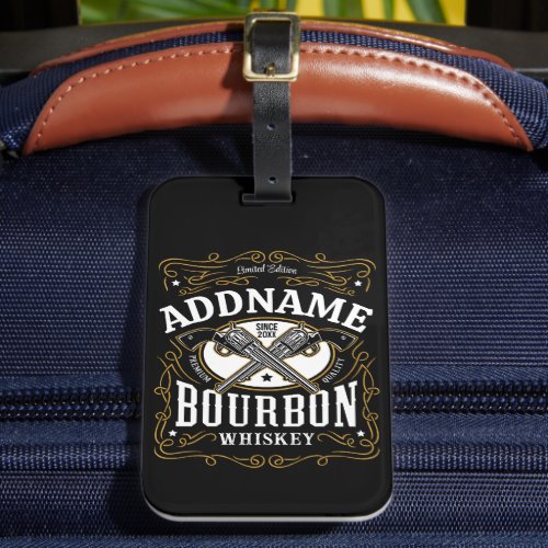 Personalized Bourbon Vintage Guns Whiskey Label Luggage Tag