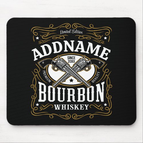 Personalized Bourbon Vintage Guns Whiskey Label Mouse Pad