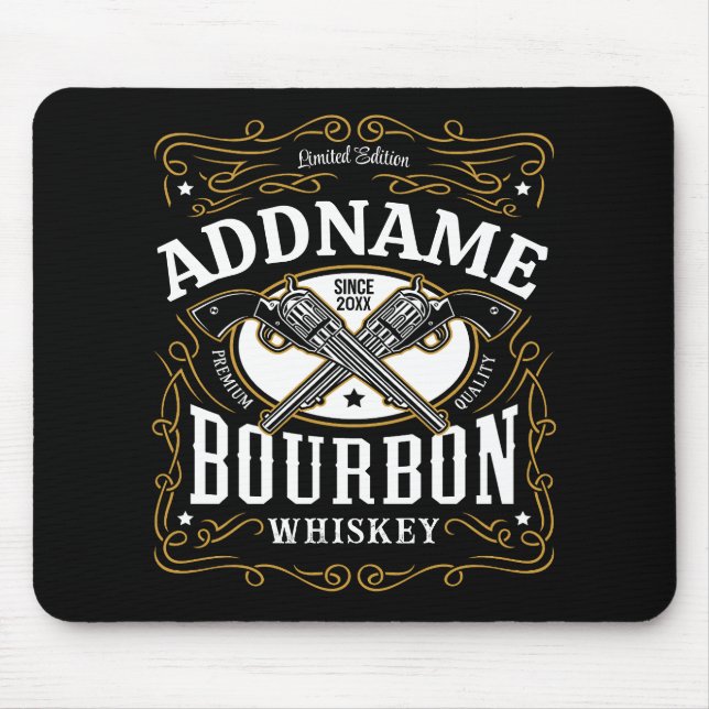 Personalized Bourbon Vintage Guns Whiskey Label Mouse Pad (Front)