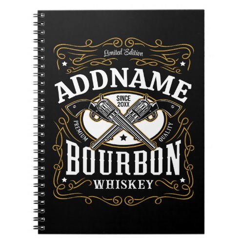 Personalized Bourbon Vintage Guns Whiskey Label Notebook