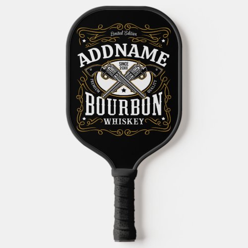 Personalized Bourbon Vintage Guns Whiskey Label Pickleball Paddle