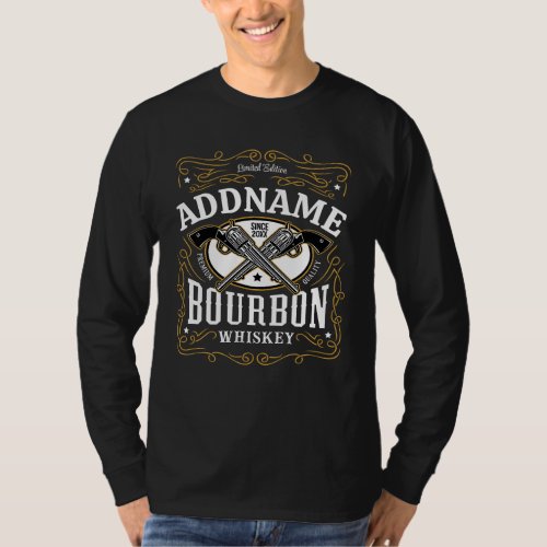 Personalized Bourbon Vintage Guns Whiskey Label T_Shirt
