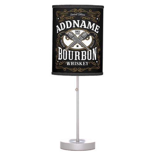 Personalized Bourbon Vintage Guns Whiskey Label Table Lamp