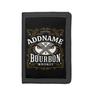 Personalized Bourbon Vintage Guns Whiskey Label Tri-fold Wallet