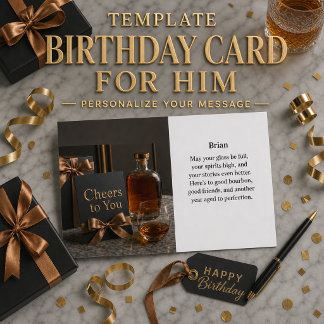 Personalized Bourbon Whiskey Birthday Card for Him