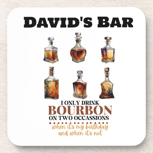 Personalized Bourbon Whiskey Coasters Set of 6 (Front)