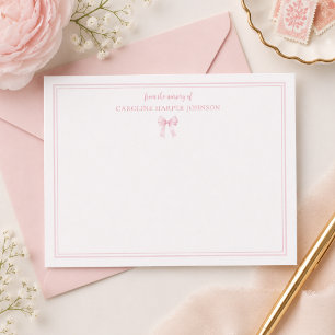 Personalized Bow Baby Shower Notecards