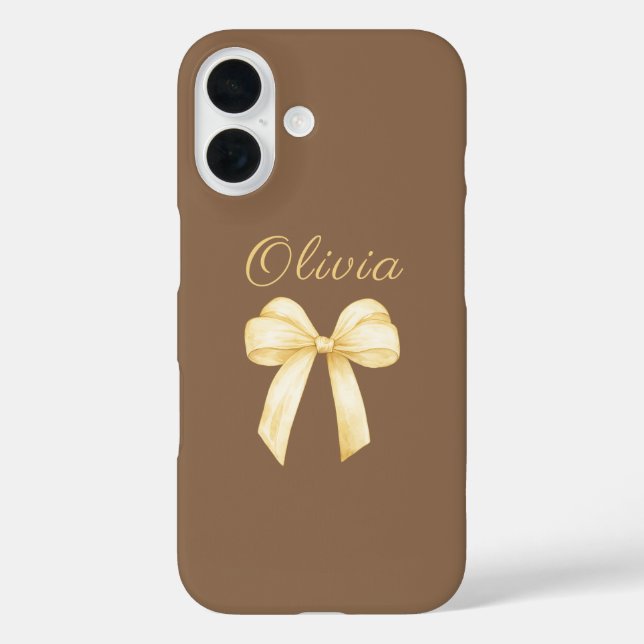 Personalized Bow Brown Aesthetic Coquette Case-Mate iPhone Case (Back)
