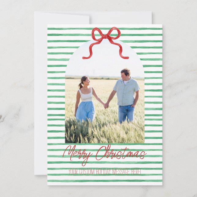 Personalized Bow Christmas Card  (Front)