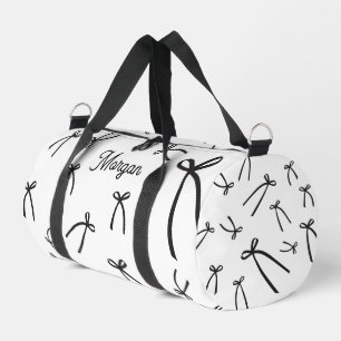 Personalized Bow Pattern Chic Black & white Duffle Bag