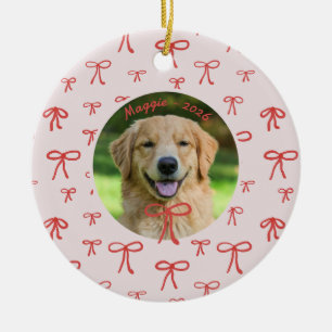 Personalized Bow Pattern Pet Photo Ornament