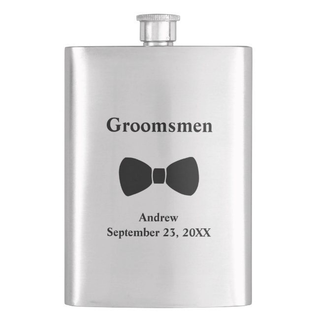 Personalized Bow Tie Groomsmen gift Flask (Front)