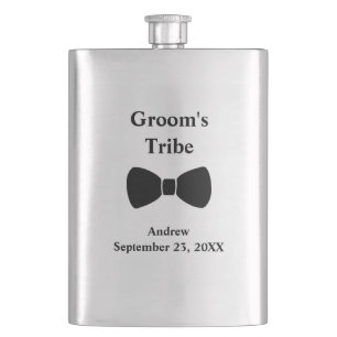 Personalized Bow Tie Groomsmen gift Groom Tribe Flask