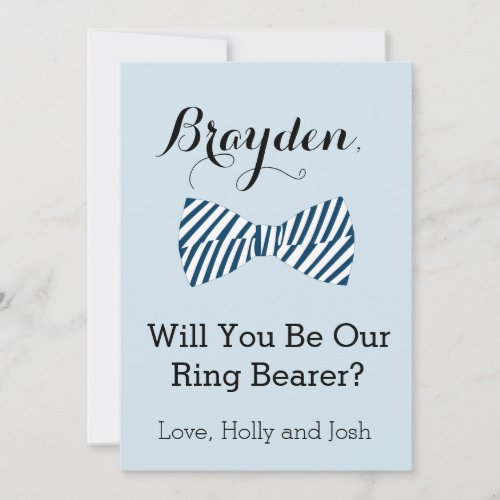 Personalized Bow Tie Ring Bearer Proposal Card