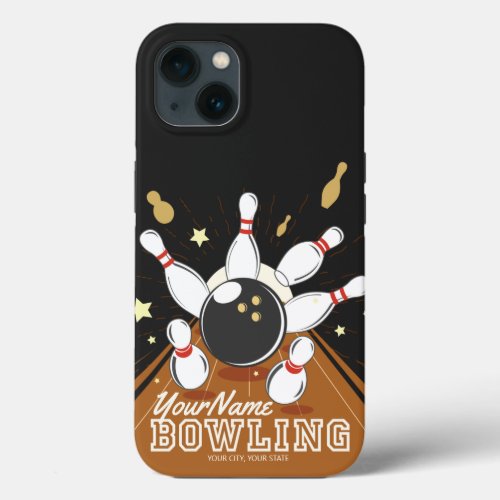 Personalized Bowler Strike Bowling Lanes Ball Pins iPhone 13 Case