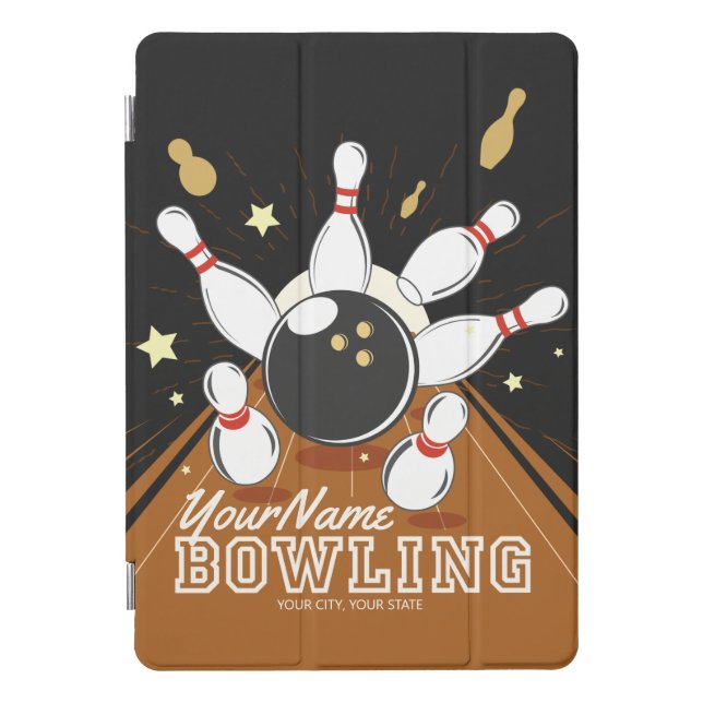 Personalized Bowler Strike Bowling Lanes Ball Pins iPad Pro Cover (Front)