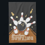 Personalized Bowler Strike Bowling Lanes Ball Pins Kitchen Towel<br><div class="desc">Personalized Bowling Ball Lanes and Pins League Design - Featuring a Bowling Ball,  classic retro Lanes and Pins! - Customize with your Name and Custom Text!</div>