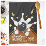 Personalized Bowler Strike Bowling Lanes Ball Pins Kitchen Towel<br><div class="desc">Personalized Bowling Ball Lanes and Pins League Design - Featuring a Bowling Ball,  classic retro Lanes and Pins! - Customize with your Name and Custom Text!</div>